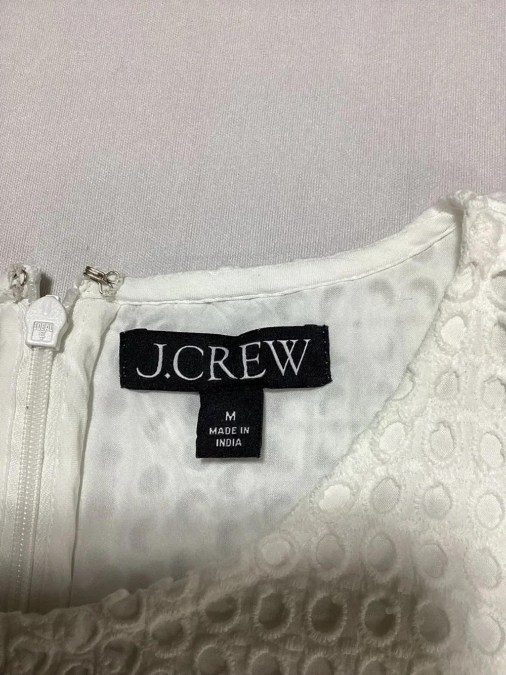 J. Crew White Eyelet Pleaded Hem Mini Dress